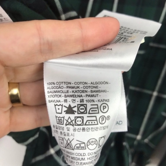 LEVI’S Boyfriend Green Plaid Flannel Cotton - Picture 6 of 6